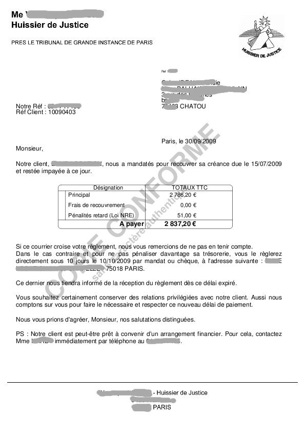 lettre de reclamation de loyer impaye