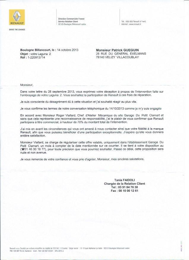 lettre de reclamation garage