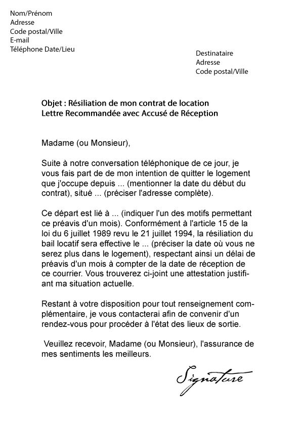 lettre de reclamation logement