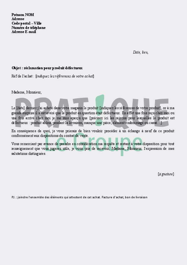 lettre de reclamation pour non paiement