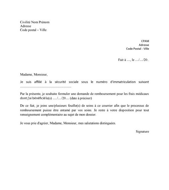 lettre de reclamation remboursement