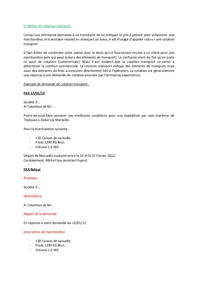 lettre de reclamation transporteur