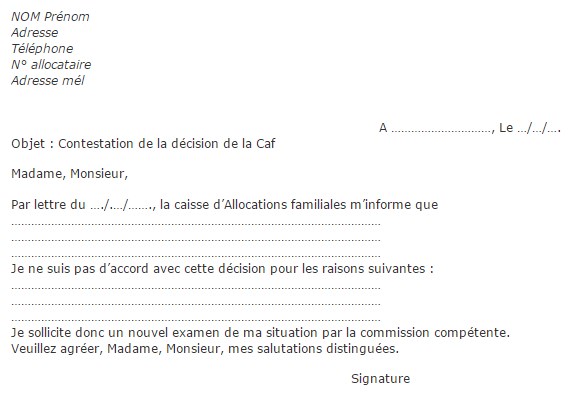 lettre de recours amiable