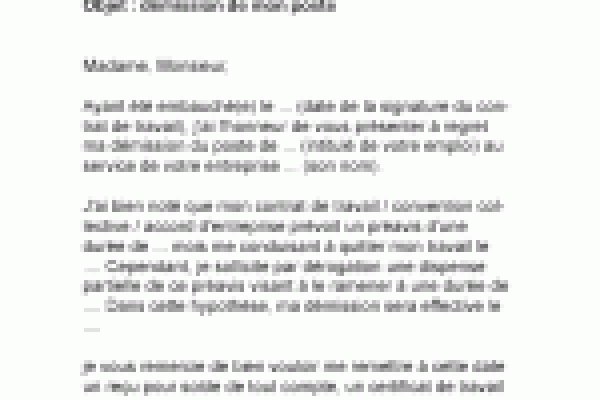 lettre de reduction de preavis