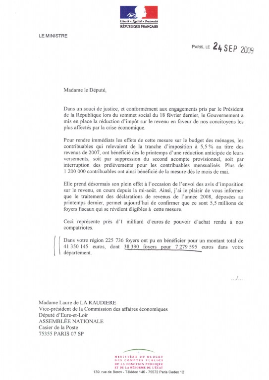 lettre de reduction