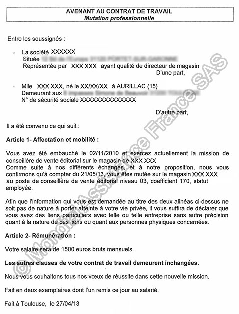 lettre de refus de mutation