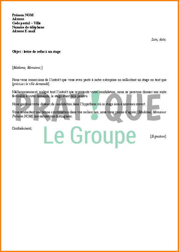 lettre de refus de mutation