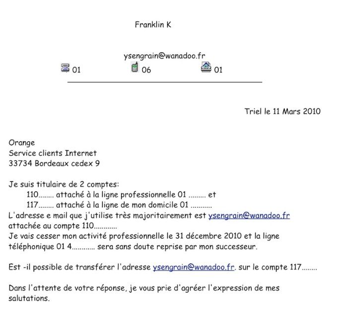 lettre de regret professionnel