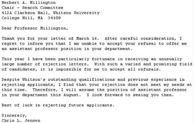 lettre de regret professionnel