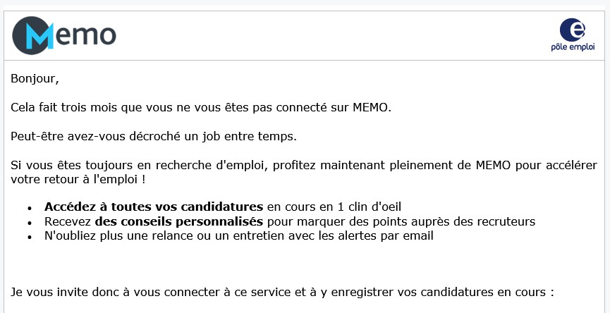 lettre de relance candidature