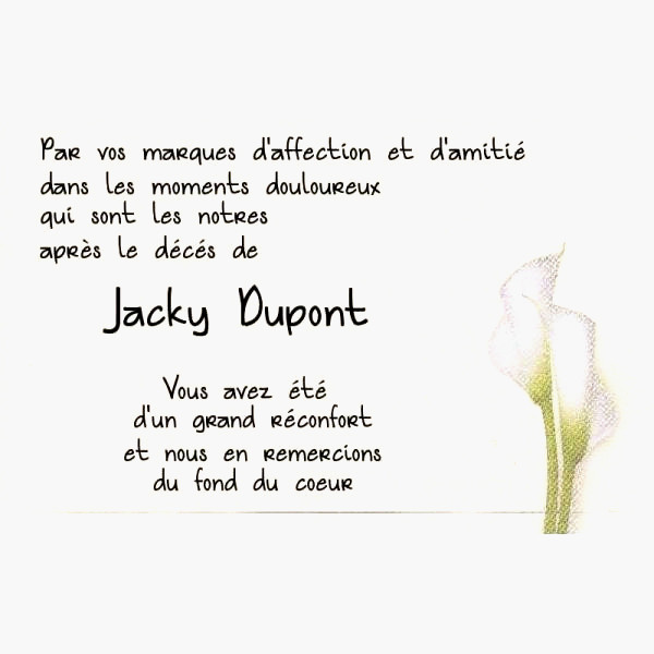 lettre de remerciement apres un deces