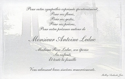 lettre de remerciement apres un deces