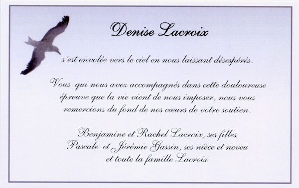 lettre de remerciement pour deces