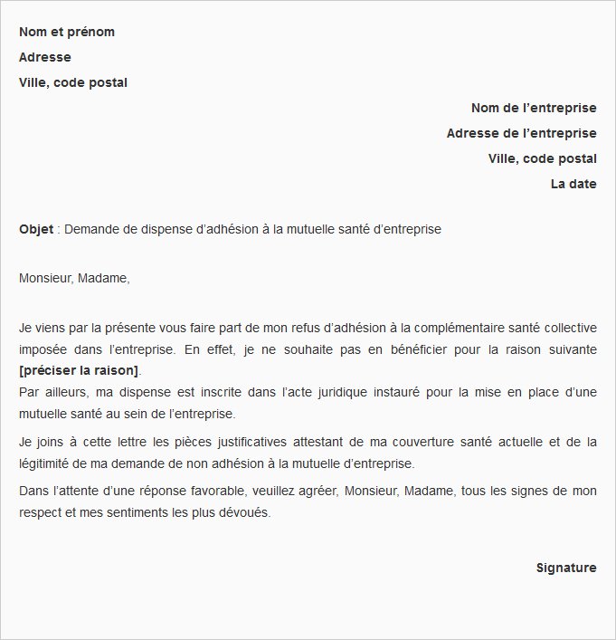 lettre de renonciation mutuelle sante