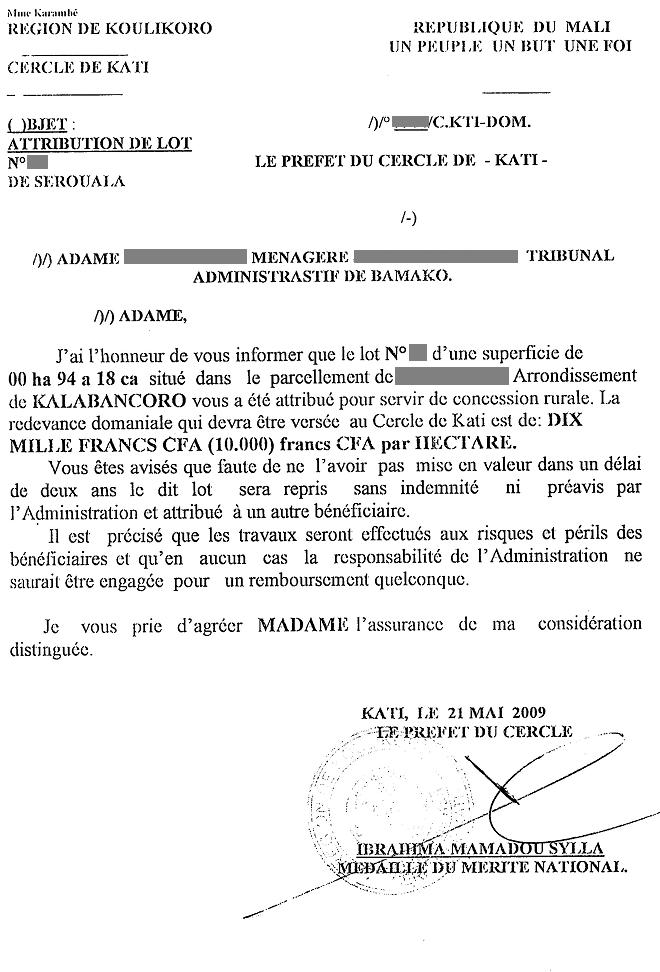 lettre de reservation