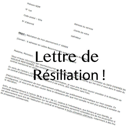lettre de resiliation canalsat reunion