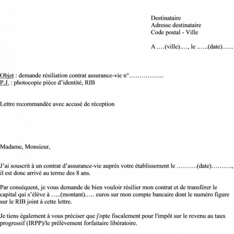 lettre de resiliation contrat d'entretien
