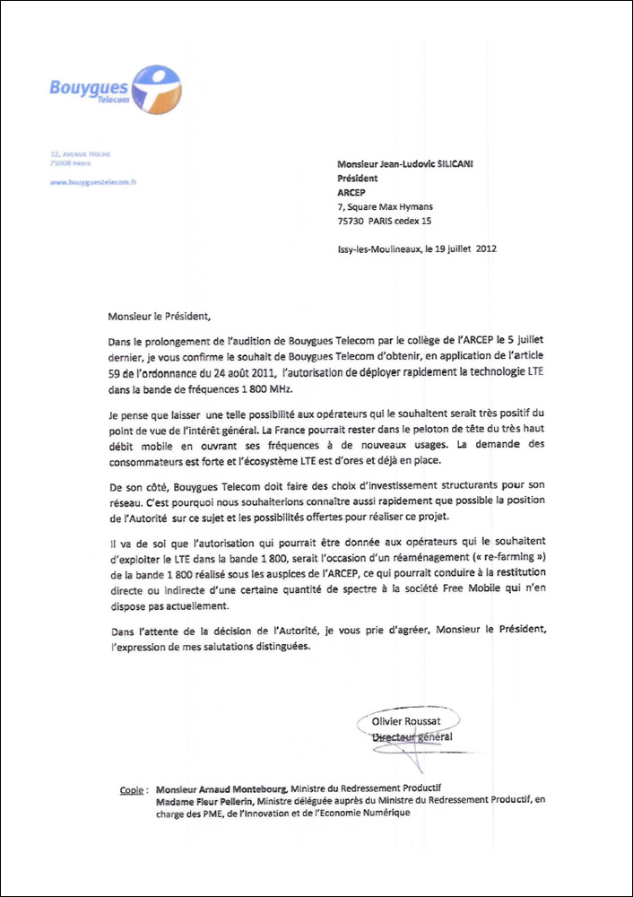 lettre de resiliation d'abonnement bouygues