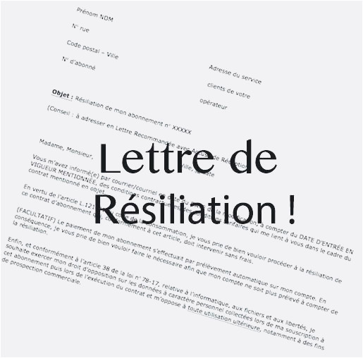 lettre de resiliation d'abonnement sfr