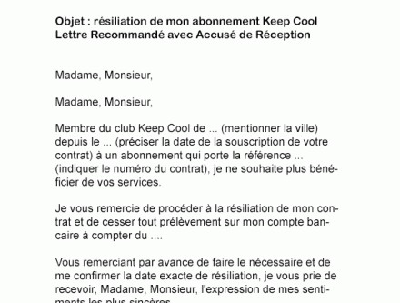 lettre de resiliation fai