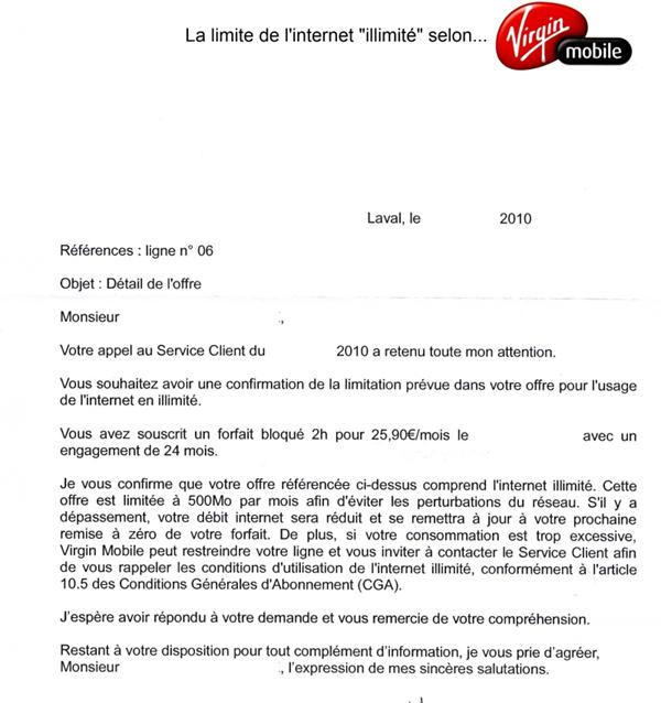 lettre de resiliation internet gratuit