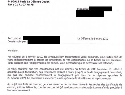 lettre de resiliation sfr box gratuite