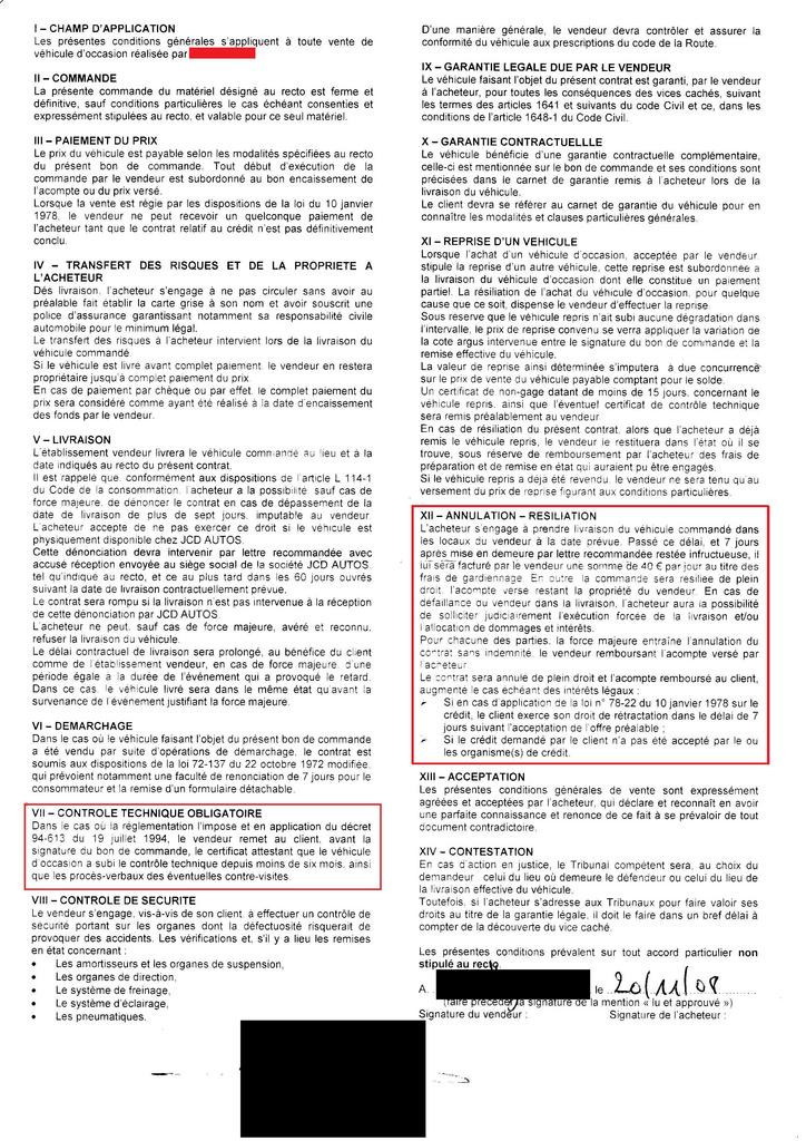 lettre de retractation pour l'achat d'un vehicule