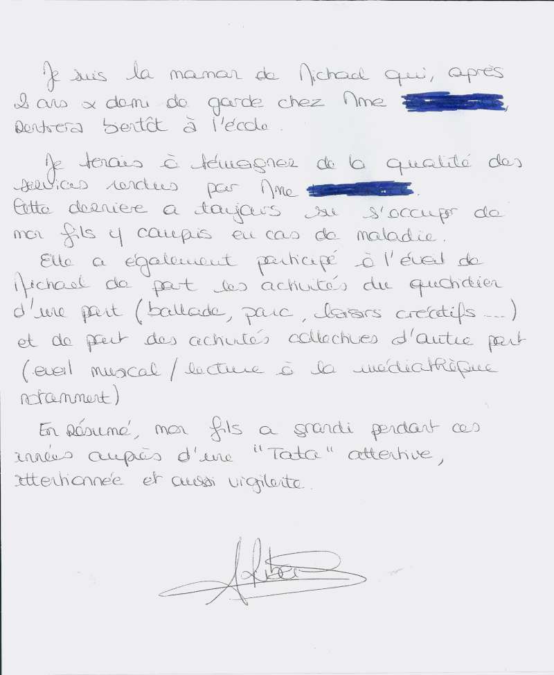 lettre de rupture contrat assistance maternelle