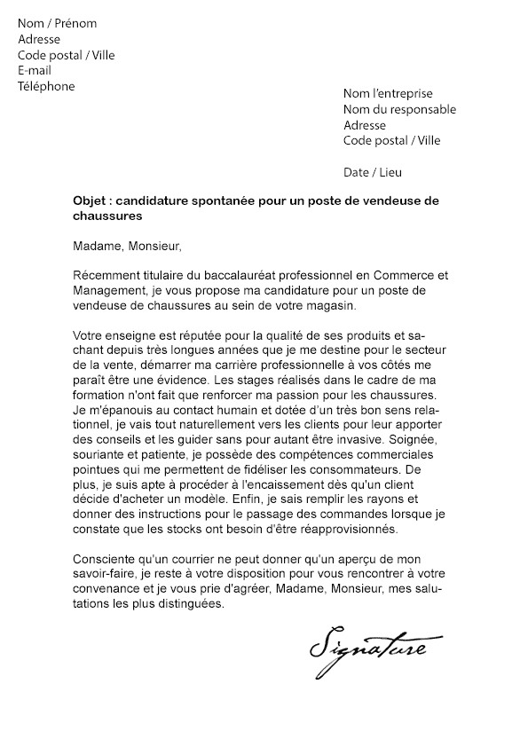 lettre de sollicitation d emploi