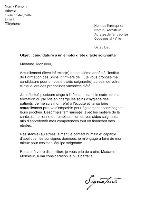 lettre de sollicitation d emploi