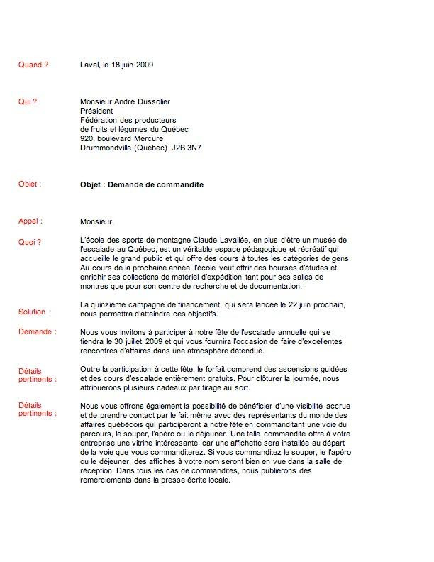 lettre de sollicitation modele