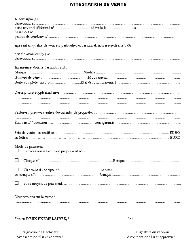 lettre de vente de vehicule d'occasion