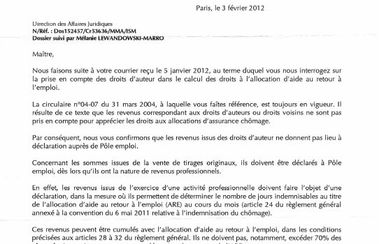 lettre demande attestation assedic