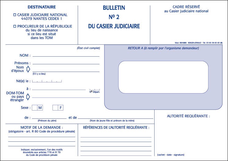 lettre demande casier judiciaire n 3
