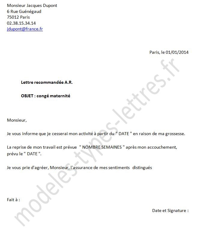 lettre demande conge