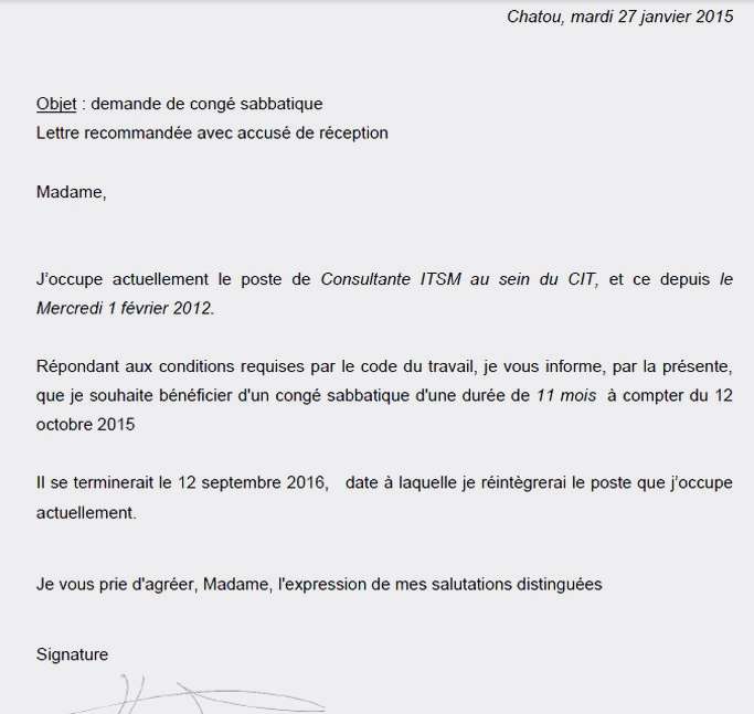 lettre demande de conge exceptionnel