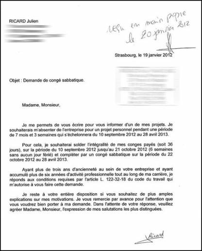 lettre demande de conge paye