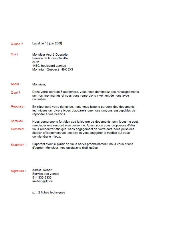 lettre demande de reponse