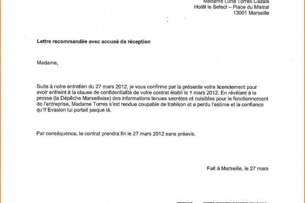 lettre demission main propre