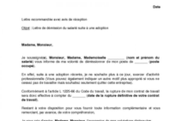 lettre demission main propre