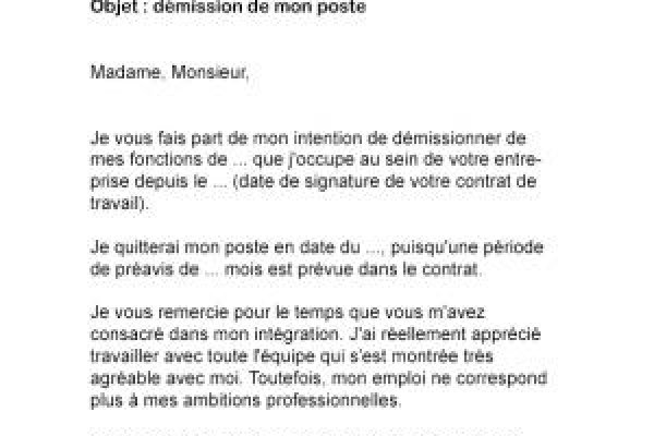 lettre demission main propre