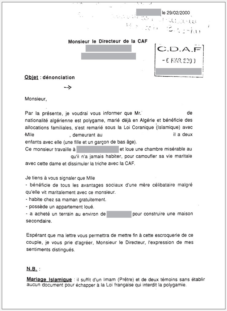 lettre denonciation securite sociale