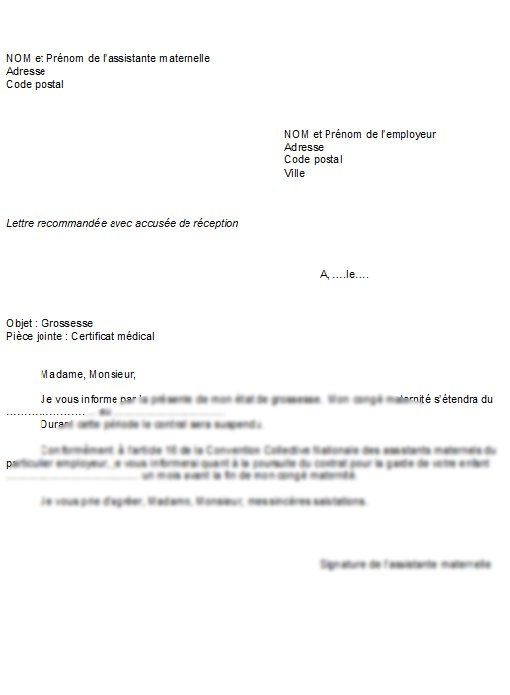 lettre employeur grossesse