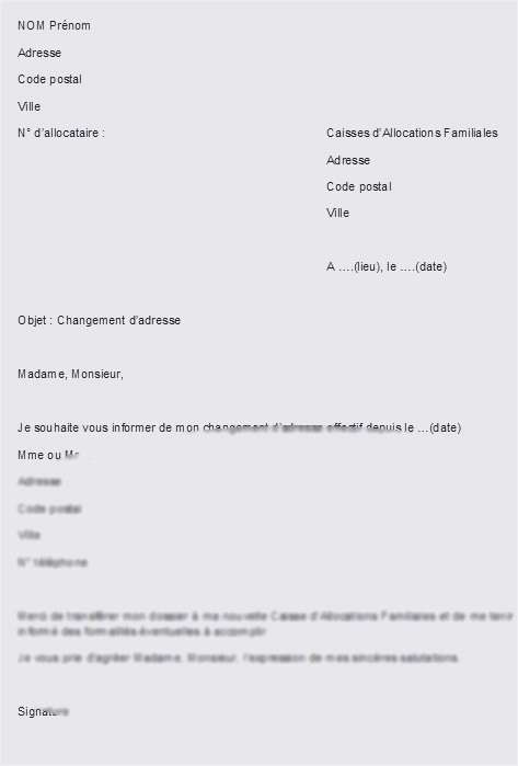 lettre exemple changement d'adresse