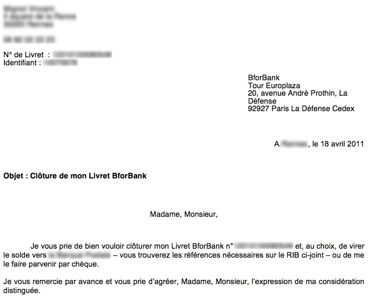 lettre fermeture pel
