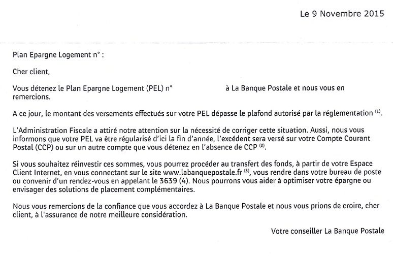 lettre fermeture pel