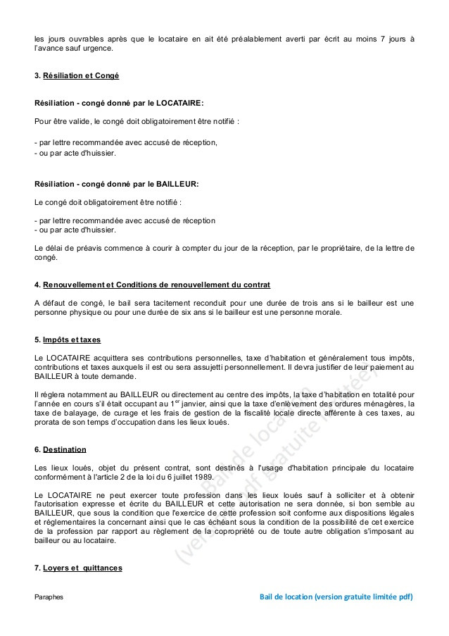 lettre fin de bail 1 mois