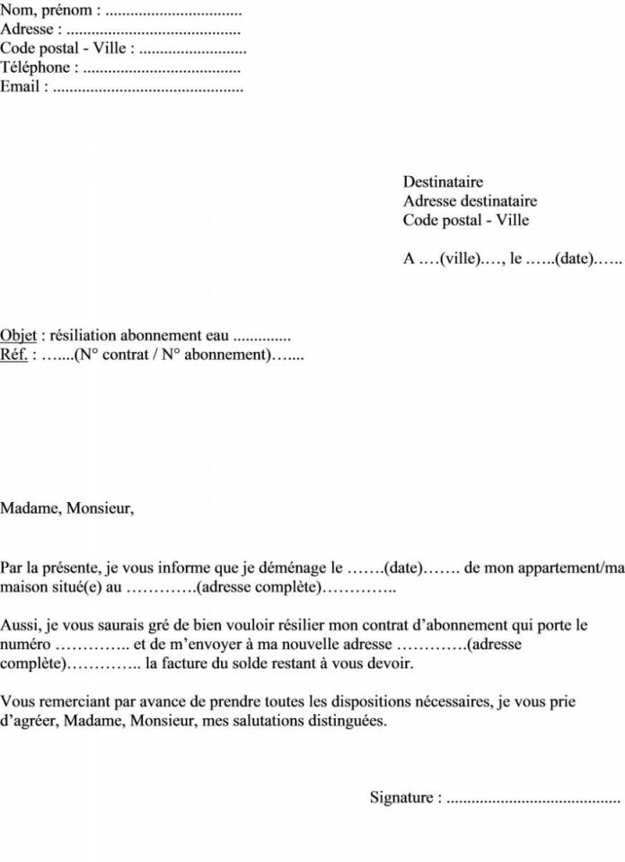 lettre gratuite changement d'adresse