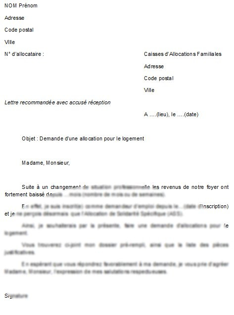 lettre gratuite de demande de logement