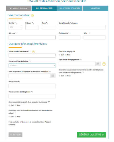 lettre gratuite resiliation internet